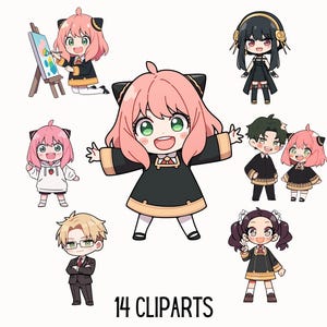Chibi Spy Anime Clipart | Cute Spy Anime Png Bundle for Digital Stickers