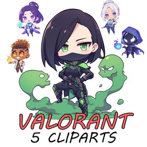 ちび Valorant エージェント PNG バンドル | かわいい Valorant キャラクター クリップアート パック