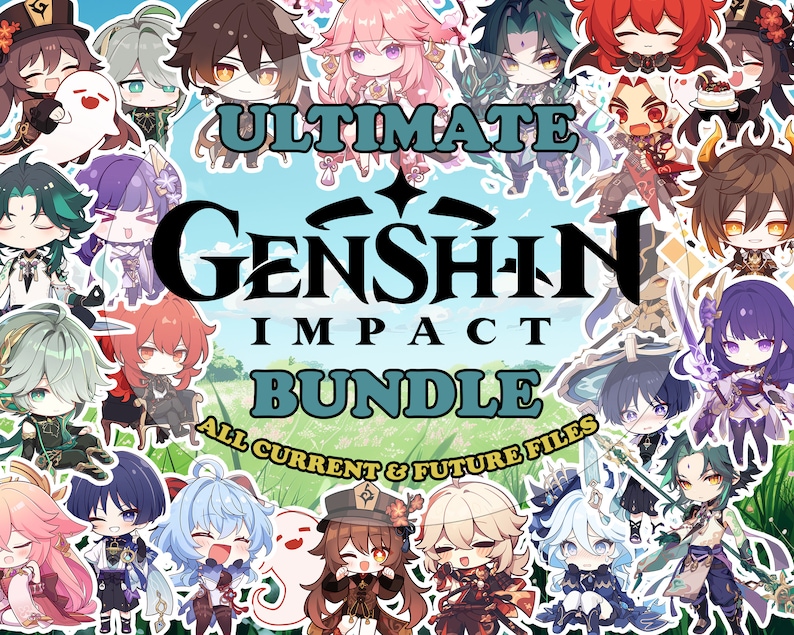 Genshin Impact Mega Bundle of Cliparts and PNG Files, Zhongli, Xiao, Diluc, Scaramouche, Al Haitham image 1