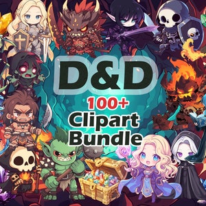 Dnd mega-clipartbundel, D&d png-pakket, Dungeons and Dragons Chibi Fantasy Designs