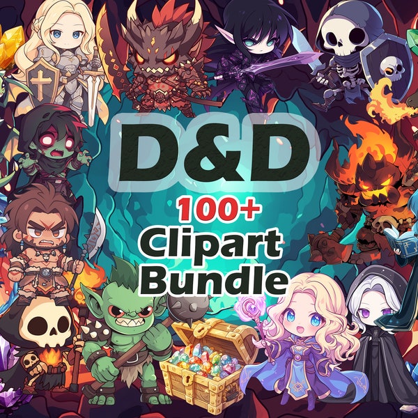 Dnd Mega Clipart Bundle, D&d Png pack, Dungeons and Dragons Chibi Fantasy Designs
