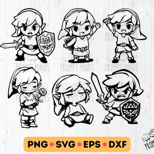 Lot La Légende de Zelda SVG | Lien Chibi svg png dxf