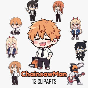 Joli lot de dessins animés à la tronçonneuse | Pack de cliparts chibi à la tronçonneuse