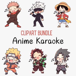 Cute Chibi Karaoke Anime Clipart Bundle