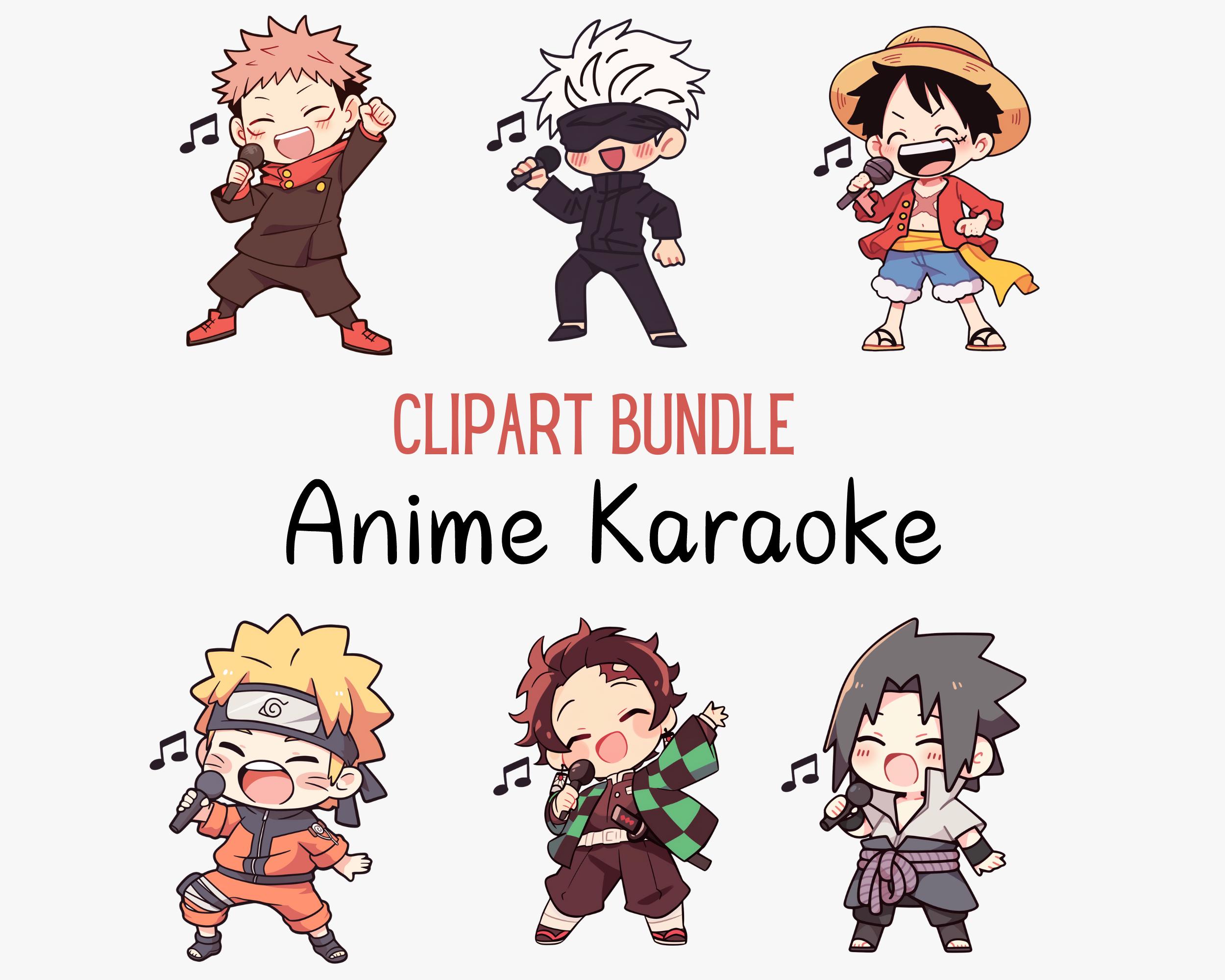 Cute Chibi Karaoke Anime Clipart Bundle - Etsy