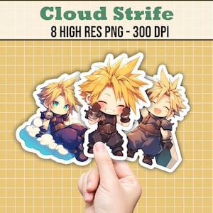 クラウド・ストライフ クリップアート バンドル、FFVII クラウド PNG パック