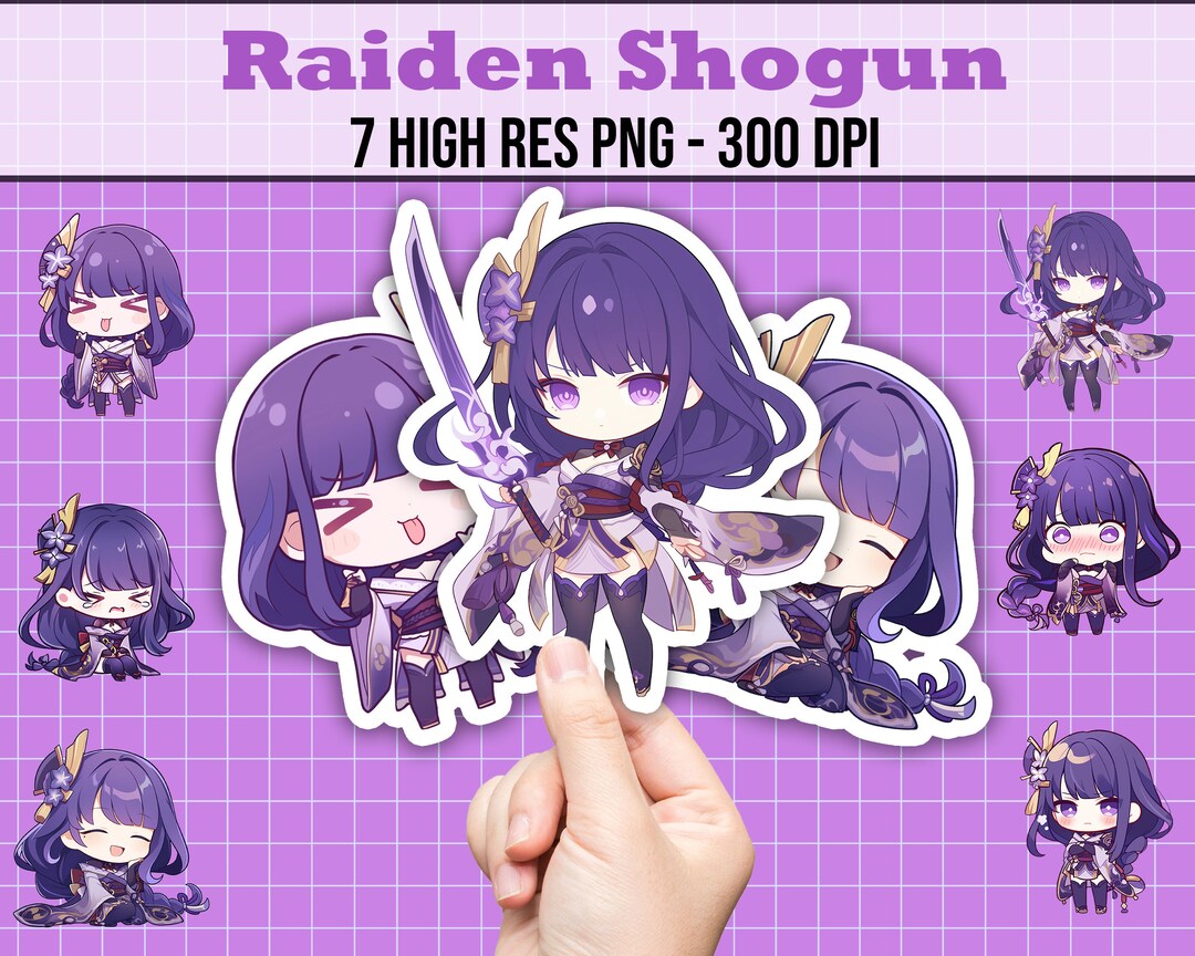 Crying Raiden Shogun Sticker Genshin Impact Raiden Shogun Png Sticker Pack, Chibi Electro Archon ...