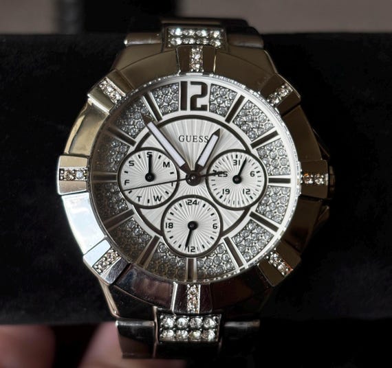 Guess Silver and White Watch with Black Accents Guess | Accessories | Guess Silver And White Watch With  main image 3