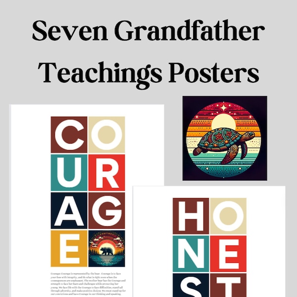Seven Grandfather Teachings Posters | Bold & Bright Sacred Teachings | School Posters