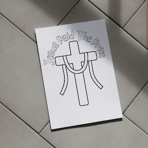 Jesus Paid The Price Coloring Page with Cross (Digital Download)