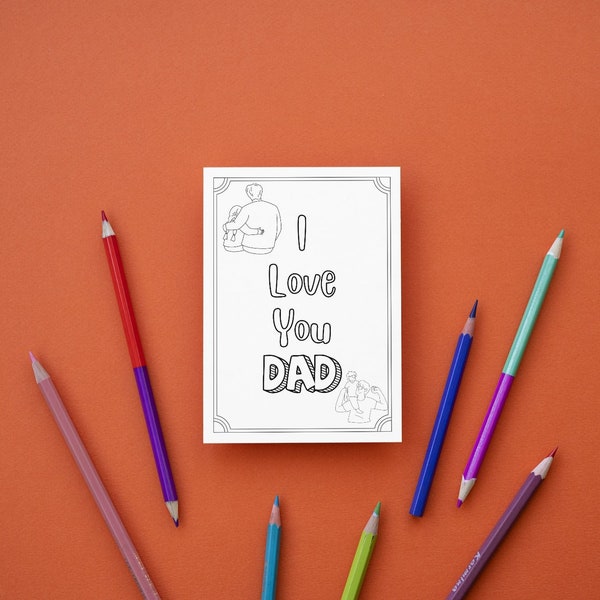 Unique Dad Gift, 'I Love You Dad' Coloring Page Printable, Father's Day Gift, Dad Day Activity, Father's Day Present, Family Activity