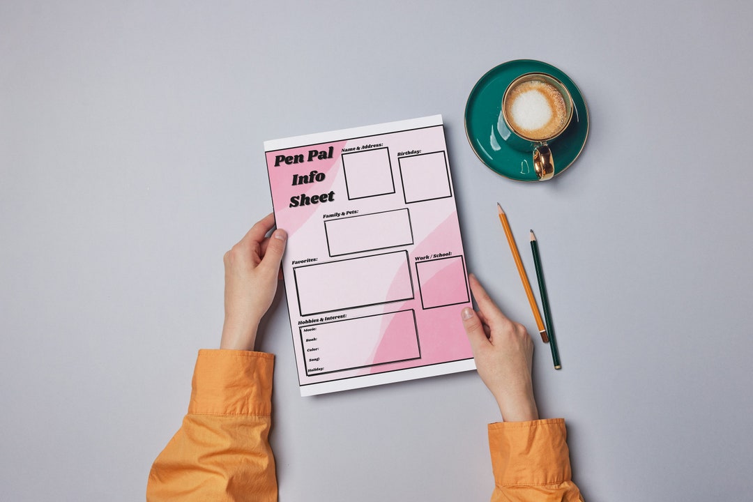 Pen Pal Info Sheet Printable, Pen Pal Tracker, Pen Pal Questionnaire ...