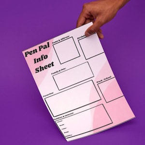 Pen Pal Information Sheet Printable: Snail Mail Organizer (PDF Download)