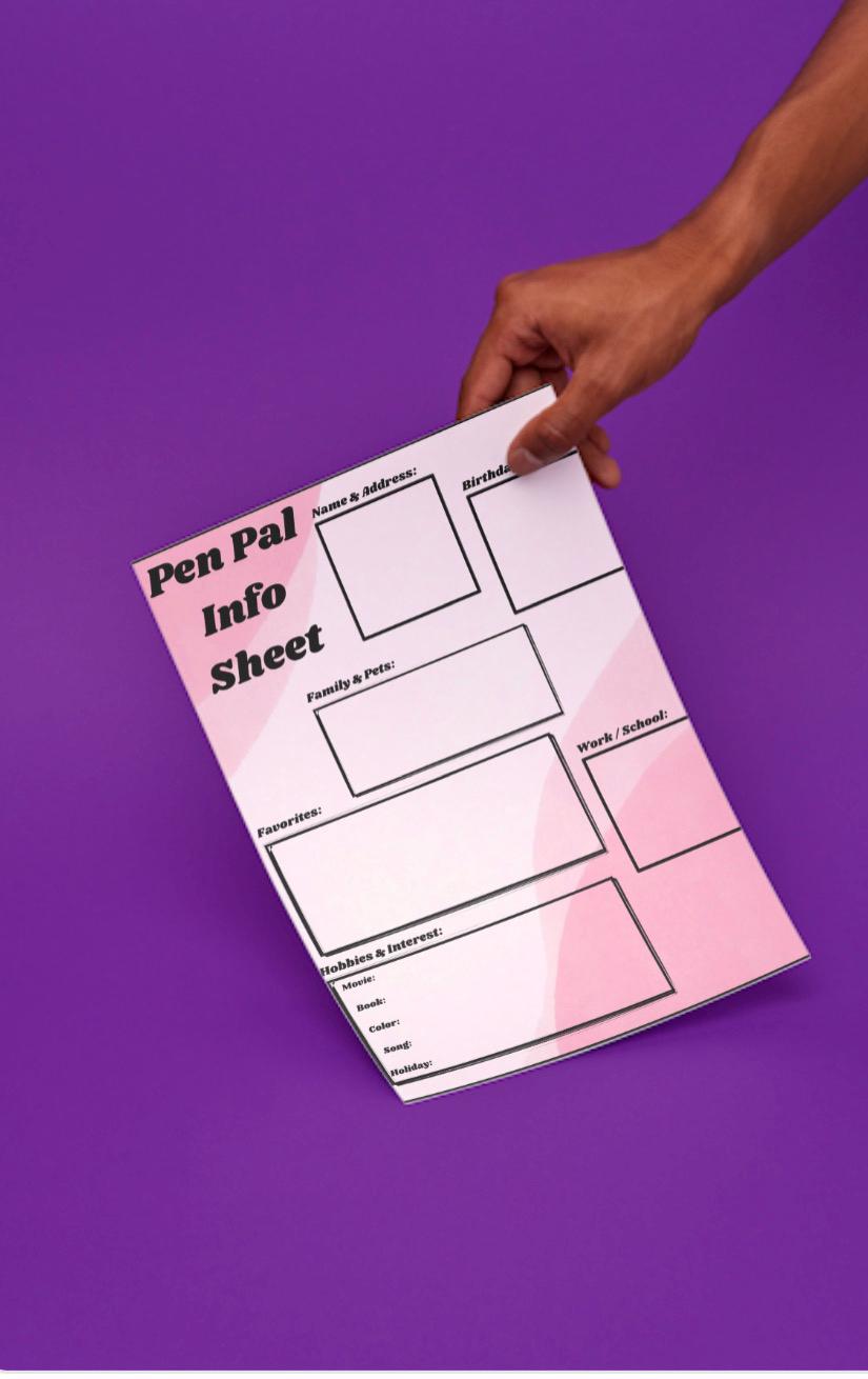Pen Pal Information Sheet Printable: Snail Mail Organizer (PDF