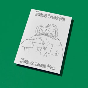 Printable Coloring Craft Page - Inspirational Jesus Loves Me and You Design, Printable Color Page, Sunday School Activity, Instant Download
