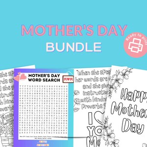 Mother's Day Activities Bundle, Mother's Day Word Search, Mother's Day ...