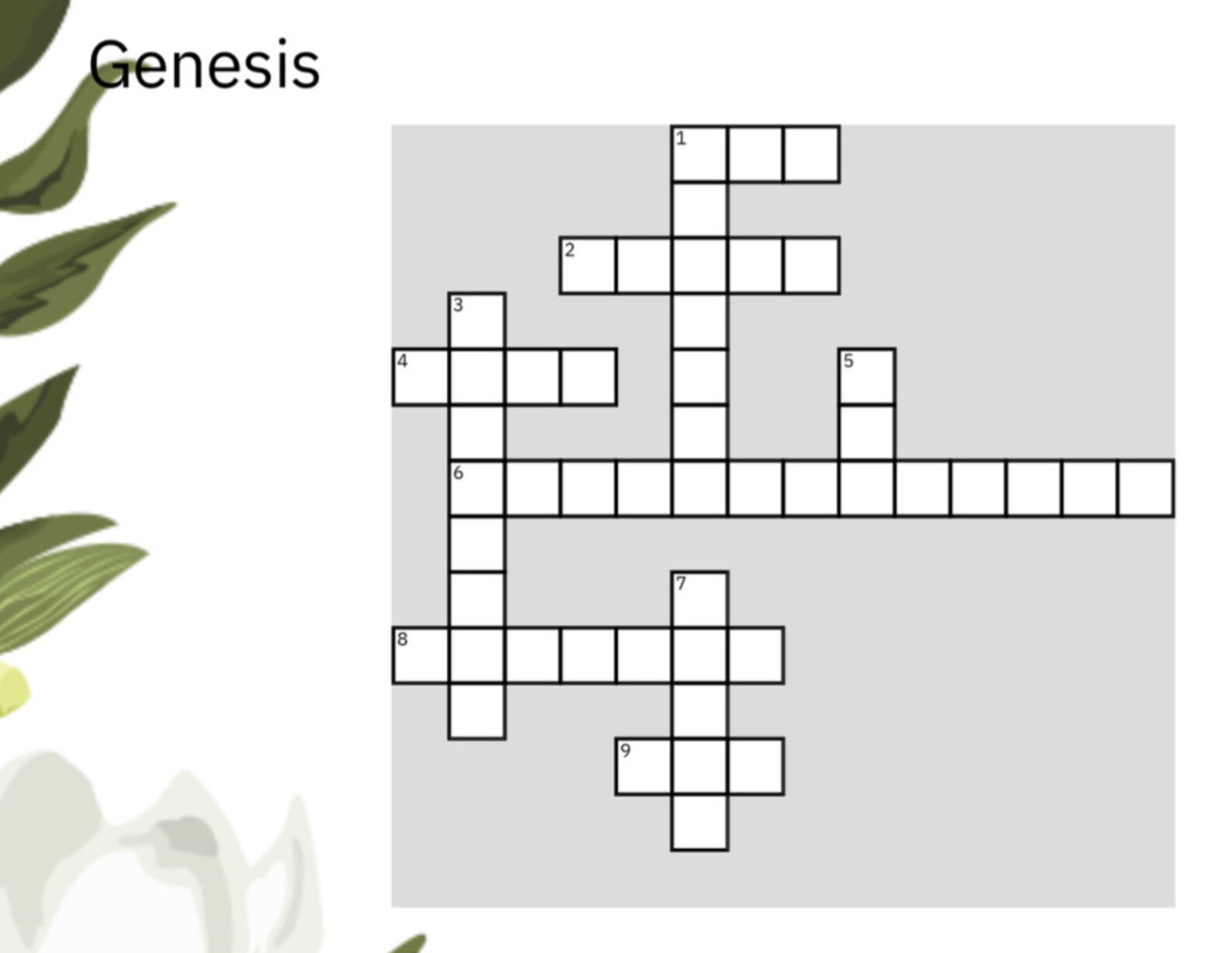 Genesis Crossword Puzzle Answer Key Included Church Crossword