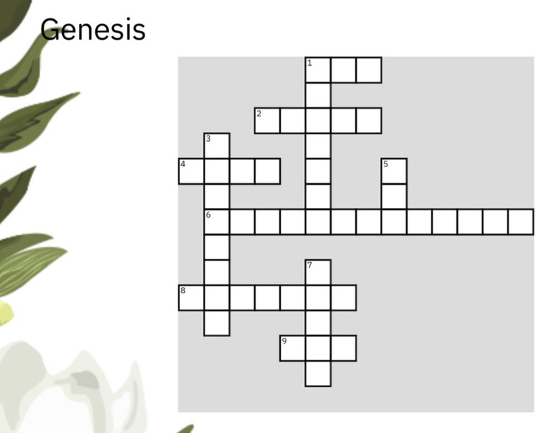 Genesis Crossword Puzzle Answer Key Included Church Crossword