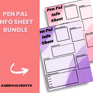 Pen Pal Information Sheets Bundle: Printable Snail Mail Organizer (PDF Download