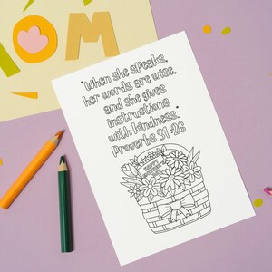 Mother&#39;s Day Coloring Printable Present, Christian Mother&#39;s Day Gift , Mother&#39;s Day Coloring Card, Mom Day Coloring Page with Verse