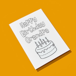 Página para colorear imprimible para el cumpleaños del abuelo, regalo de cumpleaños para el abuelo, tarjeta para colorear de cumpleaños, obsequio para fiesta de cumpleaños, regalo divertido para el abuelo