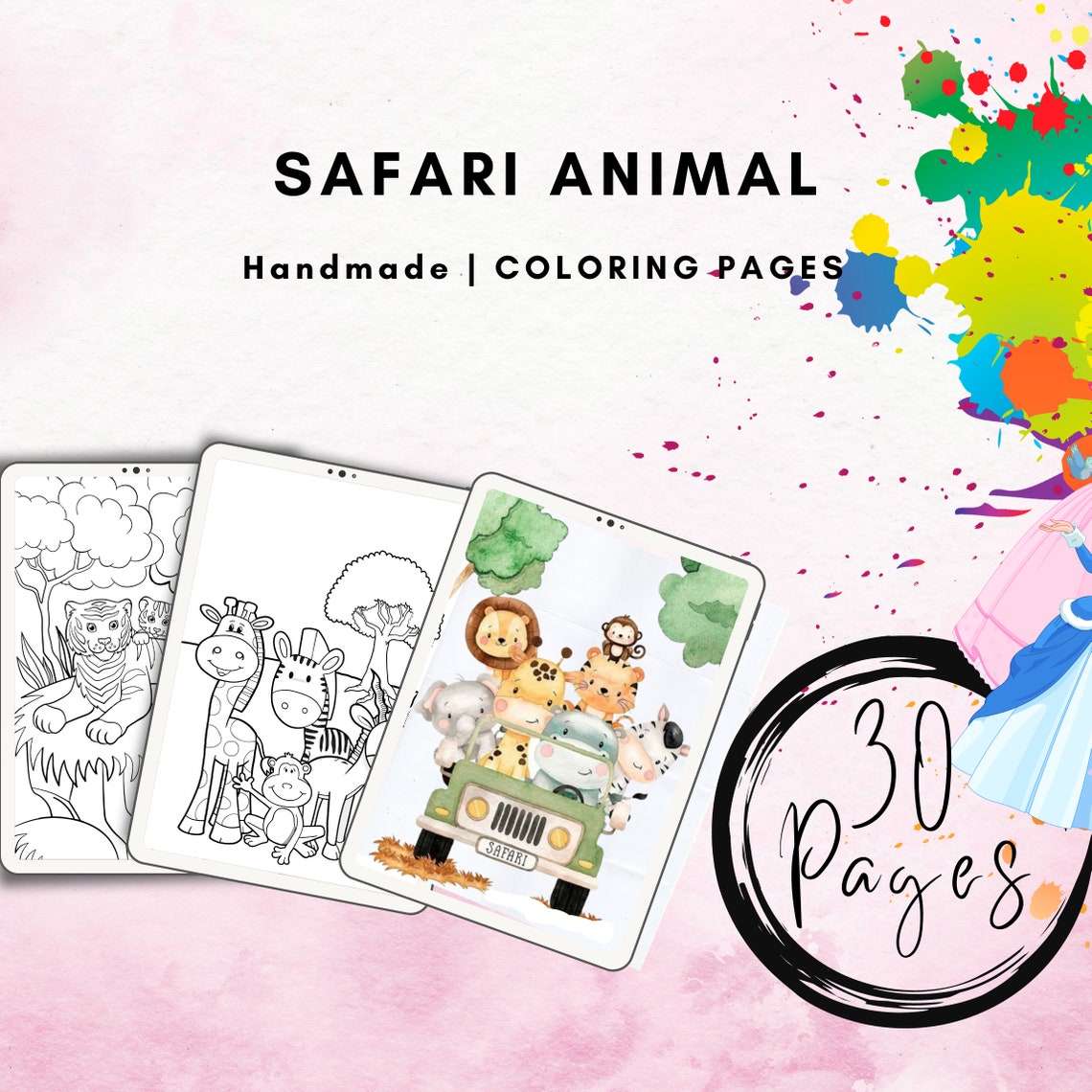 Safari Animals Coloring Page, Printable Safari Animals for Kids ...