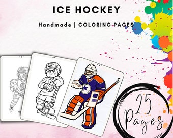 Hockey Coloring Pages for Kids | Boys and Girls | 25 Printable Pages | Digital Coloring Book for Hokey Lovers | Birthday Gift