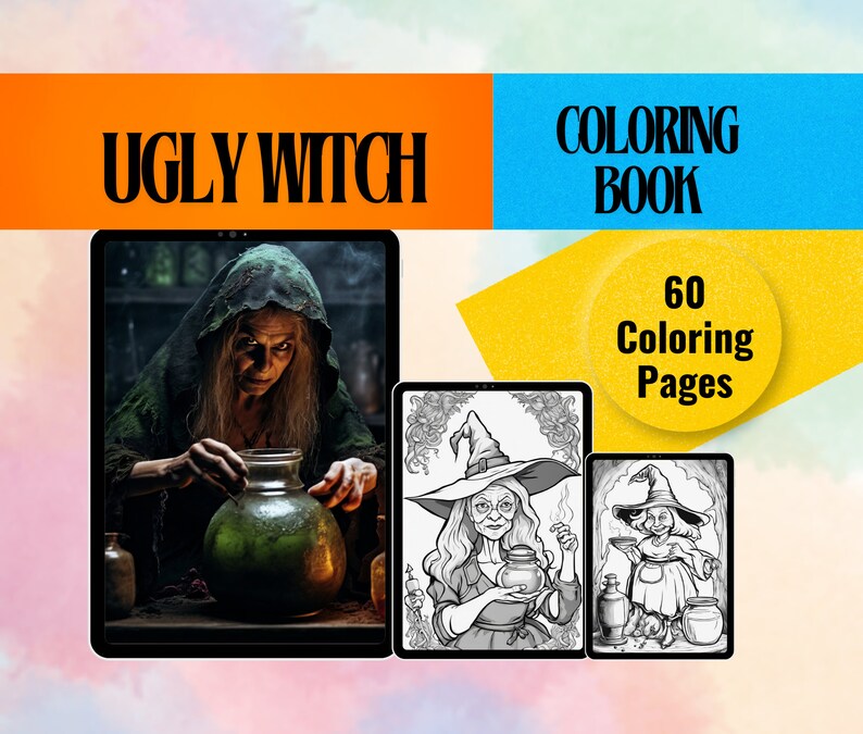 Ugly Witches and Scary, Coloring Pages for Adults and Teens, Witch ...