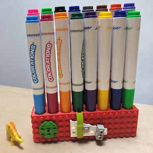 Personalized or Plain Marker Cap Holder for Small Fine Line Crayola Markers  Single Row 