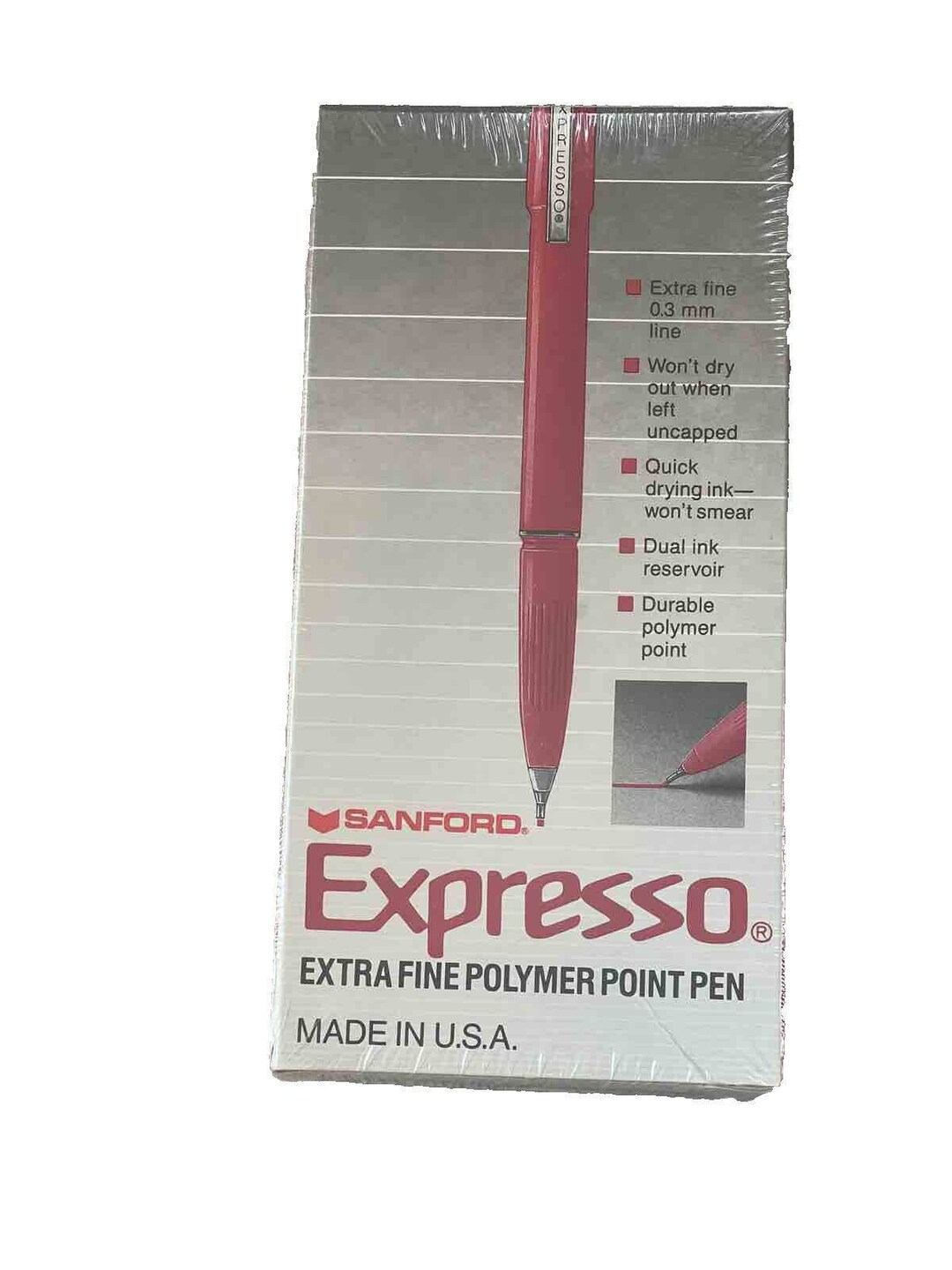 12 Sanfords RED Expresso Extra Fine Point Pens NOS 0.3 Mm NEW in Box Etsy