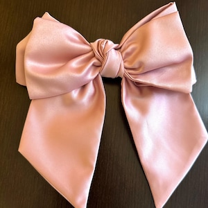 Handmade Silk Satin Hair Bow: Elegant Rose Gold