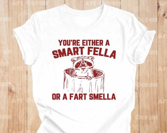 You Are Either Smart Fella Or A Fart Smella Shirt, Cartoon Meme, Weird Sweatshirt, Meme Hoodie, Trash Panda Sweatshirt, Funny Cartoon Shirt