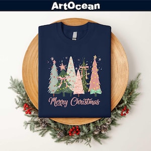 Christmas Tree Sweatshirt,Pink Christmas Sweater,Merry Christmas Pink Tree Shirt,Women&#39;s Holiday Shirt,Winter Holiday Season,Christmas Gifts