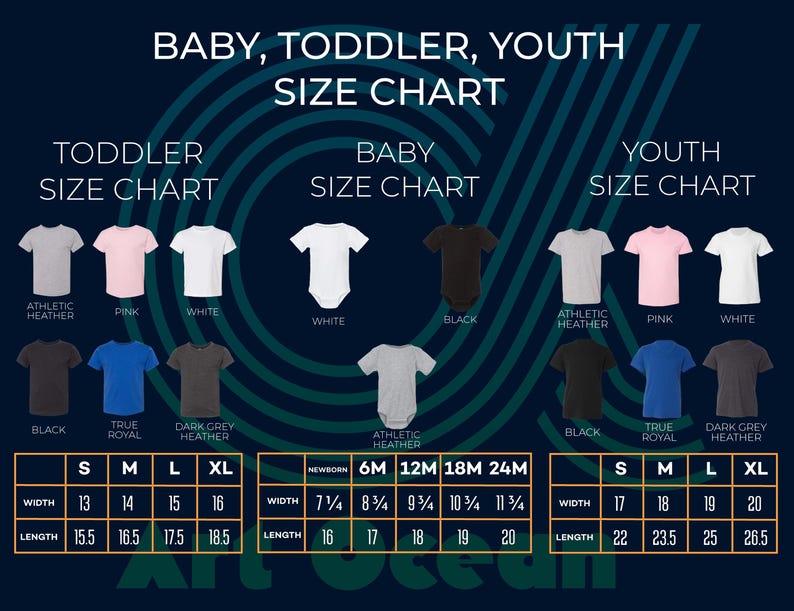 baby, toddler, youth size chart