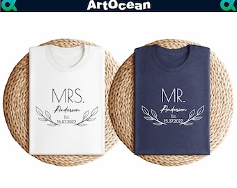 Custom Mr and Mrs shirts,Wedding Shirts,Wedding Gift,Mr and Mrs Wedding Anniversary Shirt,Honeymoon Shirt,Couples Gift,Couple Matching Shirt
