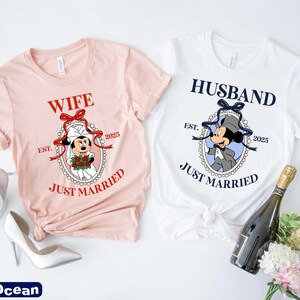 Disney Just Married Shirt, Disney Honeymoon Shirt, Disney Wife Shirt, Disney Husband Shirt, Disney Wedding, Disneyland Couple Mickey Minnie