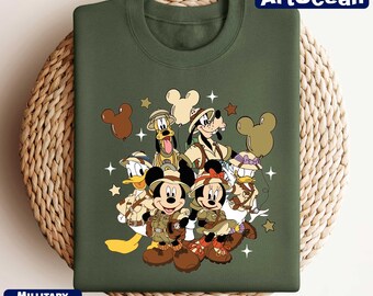 Mickey And Friends Safari Sweatshirt, Disney Matching Shirt, Disney Characters Tee, Animal Kingdom Matching Sweater, Safari Mode Disney Top