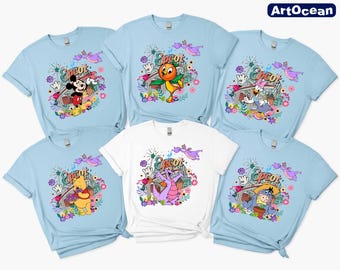 All Characters Disney Epcot International Flower & Garden Festival 2025 Shirt,Disney Mickey Figment Orange Bird,WDW Family Trip,Disney Epcot