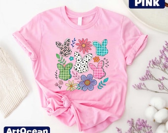 Floral Bunny Shirt,Cute Easter Sweater,Trendy Bunny Women's Shirt,Flower Easter Bunny Shirt,Gift for Her,Flower Bunny,Easter Gift For Woman