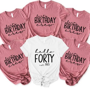 a group of women's birthday shirts