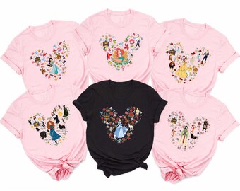 Heart Watercolor Disney Princess Characters Shirt,Disney Princess Shirt,Magical Shirt,Magic Kingdom Family Trip,Disneyland Disneyworld Shirt