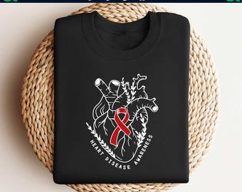 Heart Disease Awareness Sweatshirt,Heart Awareness Shirt,Awareness Gift,Anatomical Heart Coquette,I wear red in February for Heart Disease
