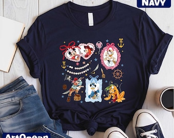 Coquette Bows Watercolor Disney Pirates Shirt, Mickey & Friends Disney Cruise Shirt, Cruise Shirts, Family Cruise Trip, Disney Cruise Shirt