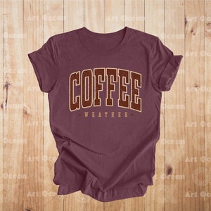 a t - shirt with the word coffee written on it