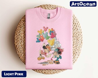 Mickey and Minnie Balloon Sweatshirt, Disney Valentine T-Shirt, Mickey Balloons Sweater, Gift for Her, Disney Tee, Gift for Him, Mickey Tee