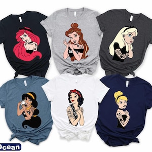 Punk Princess Shirt, Rocker Princess T-shirt, Rocker Girl Gift, Princess Squad Shirt, Tattoo Disney Princess Tee, Gothic Princess, Girl Trip