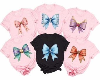 Disney Princess Shirt,Coquette Disney Princess Shirt,Princess Coquette Bow,Disney Girl Trip,Disney Birthday Girl,Belle,Elsa,Ariel,Cinderella