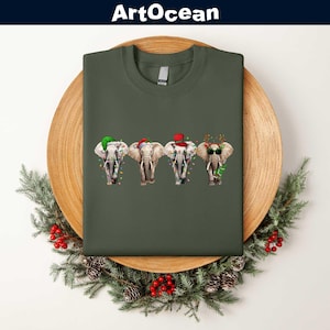 Elephants Christmas Sweatshirt,Elephant Sweatshirt,Elephant Lover Shirt,Christmas Gifts,Christmas Crewneck,Animal Christmas Shirt,Cute Xmas