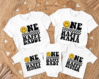 One Happy Matching Birthday Shirt,1st Birthday Shirt,Matching Family Birthday Tee,Matching Family Tees,Happy Face Birthday Outfit,Bday Gifts