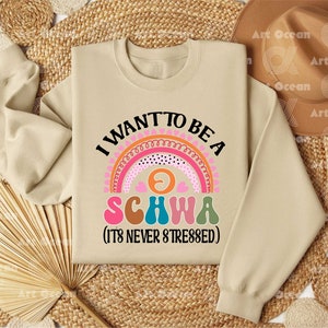 TSIIUO Women's 'Science Of Reading' Graphic Tee - 'I Want To Be A Schwa' Funny Teacher T-Shirt